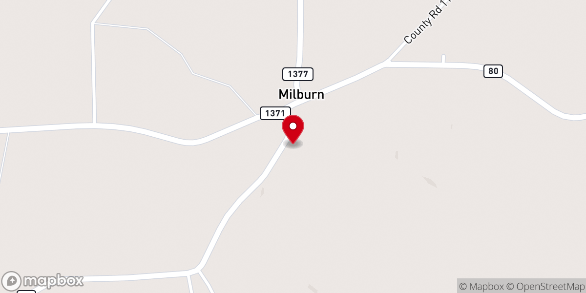 Map showing location of Milburn United Methodist Church