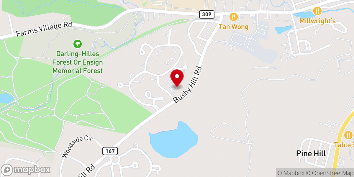 Map showing location of Farmington Valley Jewish Congregation- FVJC