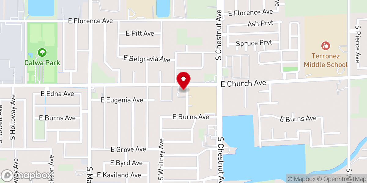 Map showing location of Southeast Assembly of God Church
