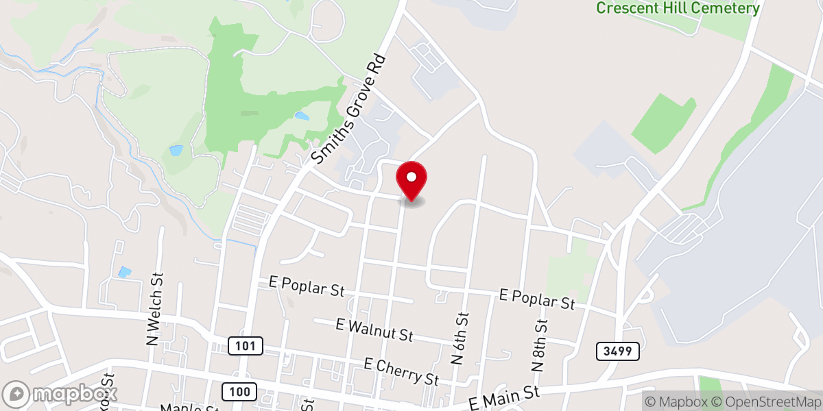 Map showing location of First Baptist Church