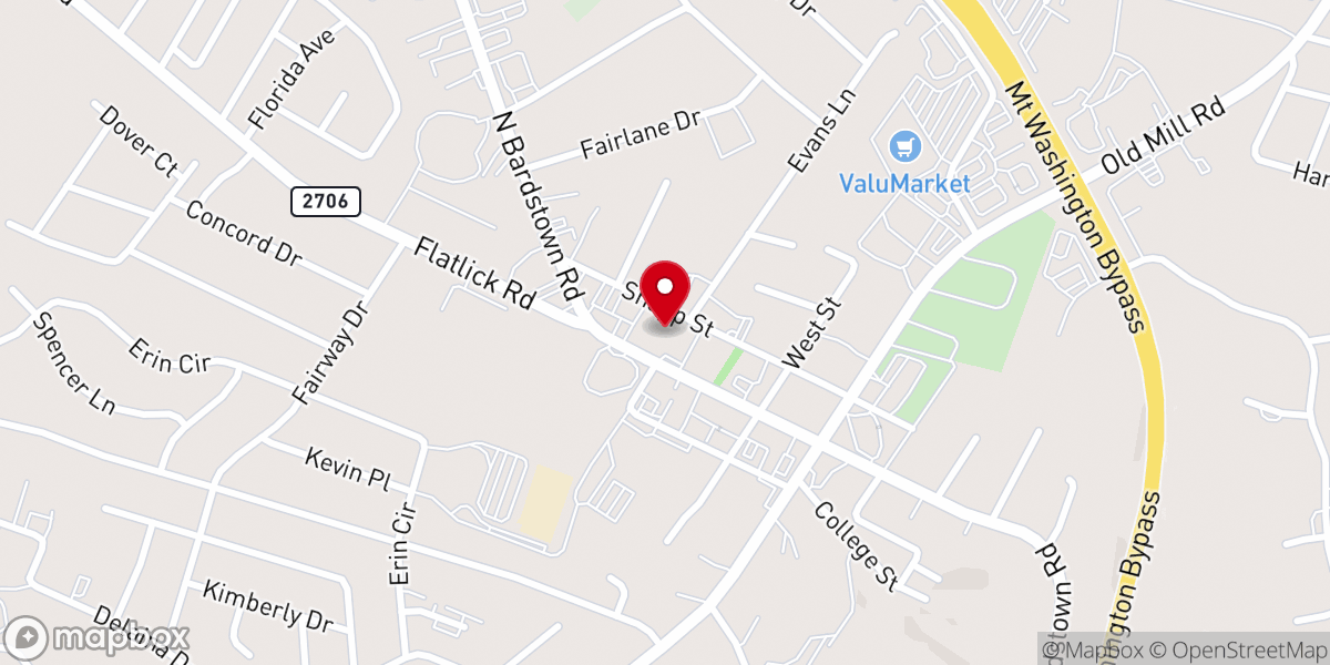 Map showing location of First Baptist Church Mt. Washington