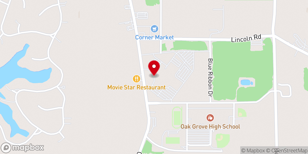Map showing location of Temple Baptist Church of Petal
