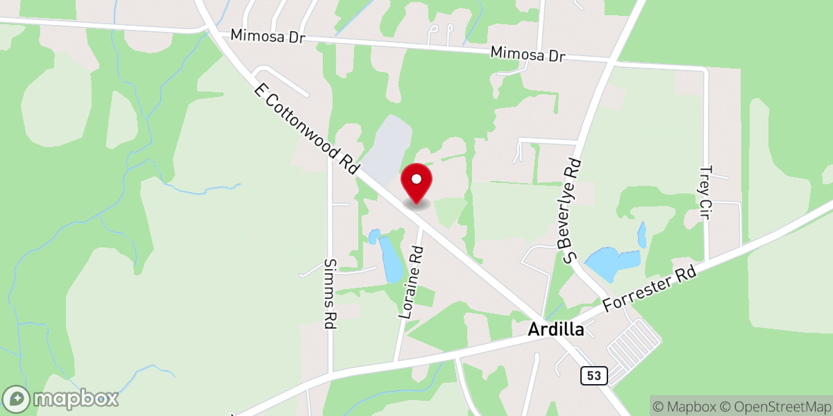 Map showing location of Mount Pleasant Primitive Baptist Church