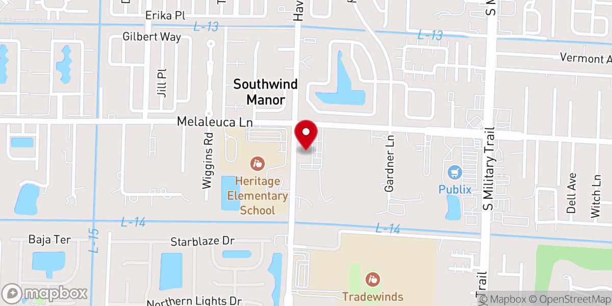 Map showing location of West Pines Baptist Church