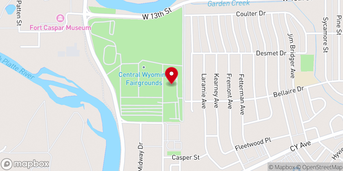 Map showing location of Central Wyoming Fair & Rodeo