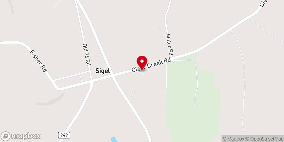 Map showing location of Sigel United Methodist Church