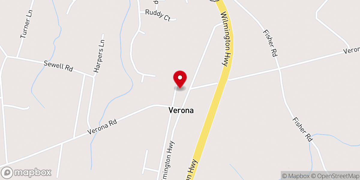 Map showing location of Verona Baptist Church