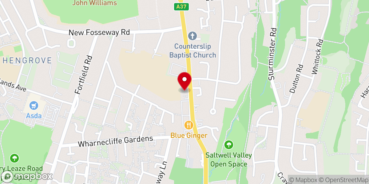 Map showing location of St. Bernadette’s Church