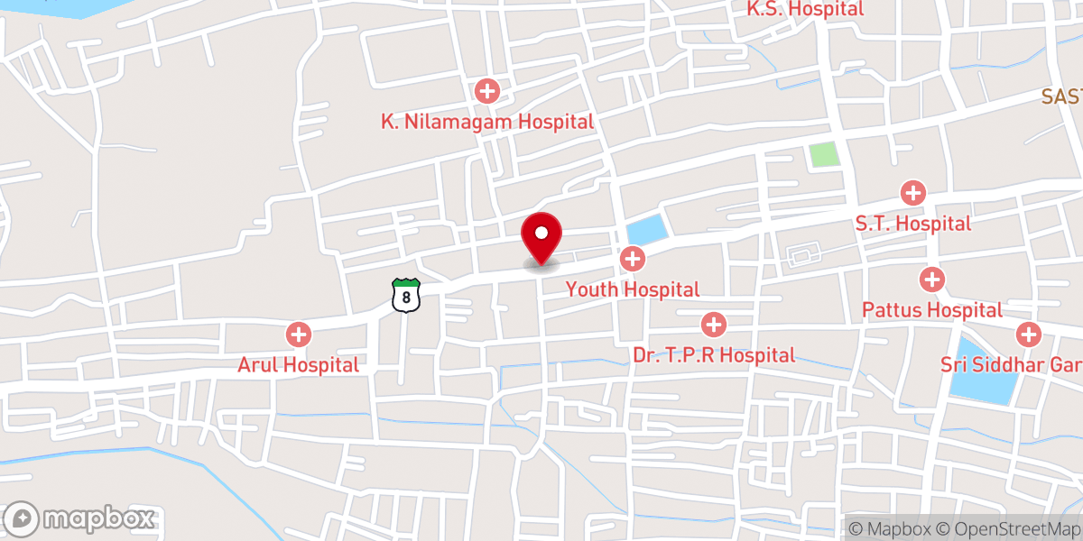 Map showing location of Mottai Gopura Vasal Adi Kumbeshvarar Temple