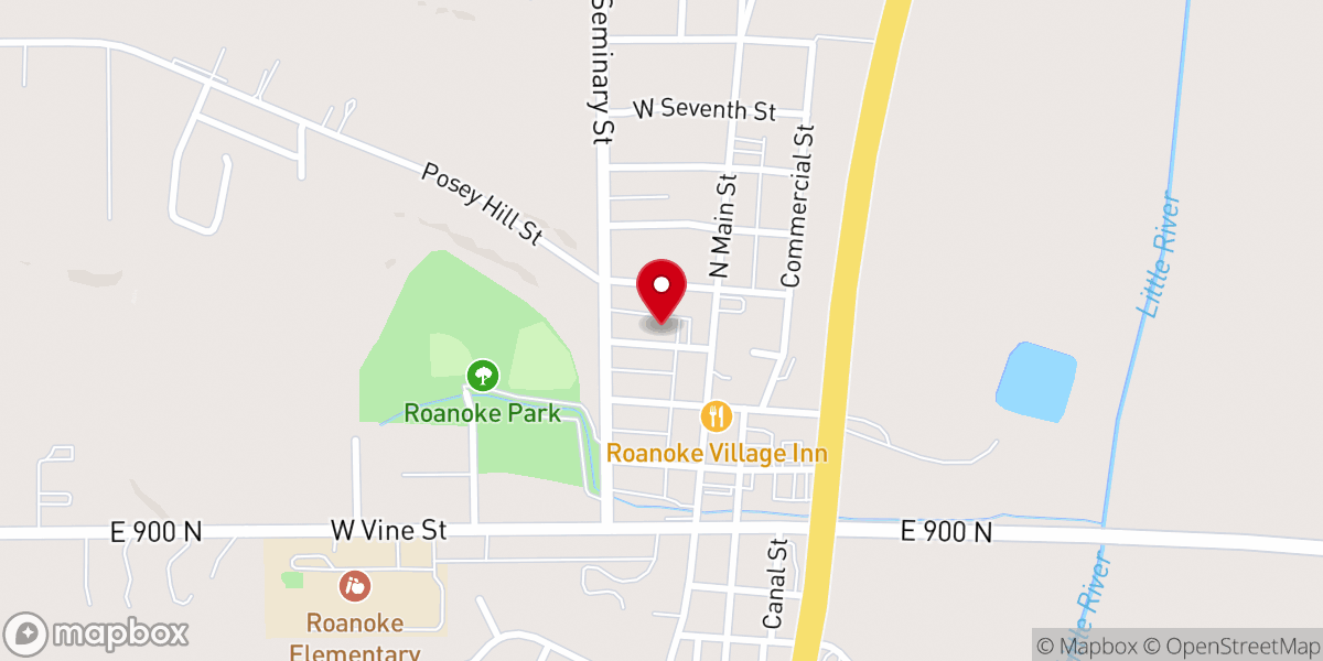 Map showing location of Roanoke Community Church