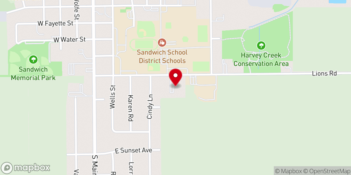 Map showing location of United Church of Sandwich