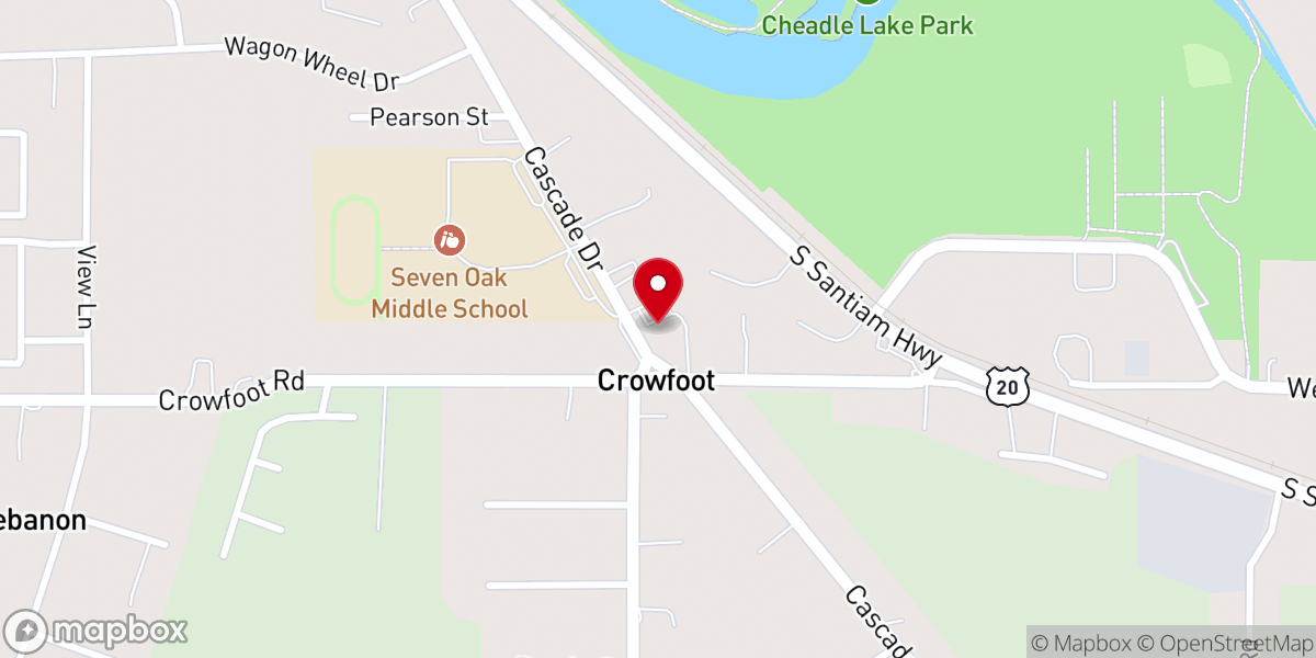 Map showing location of Crowfoot Baptist Church