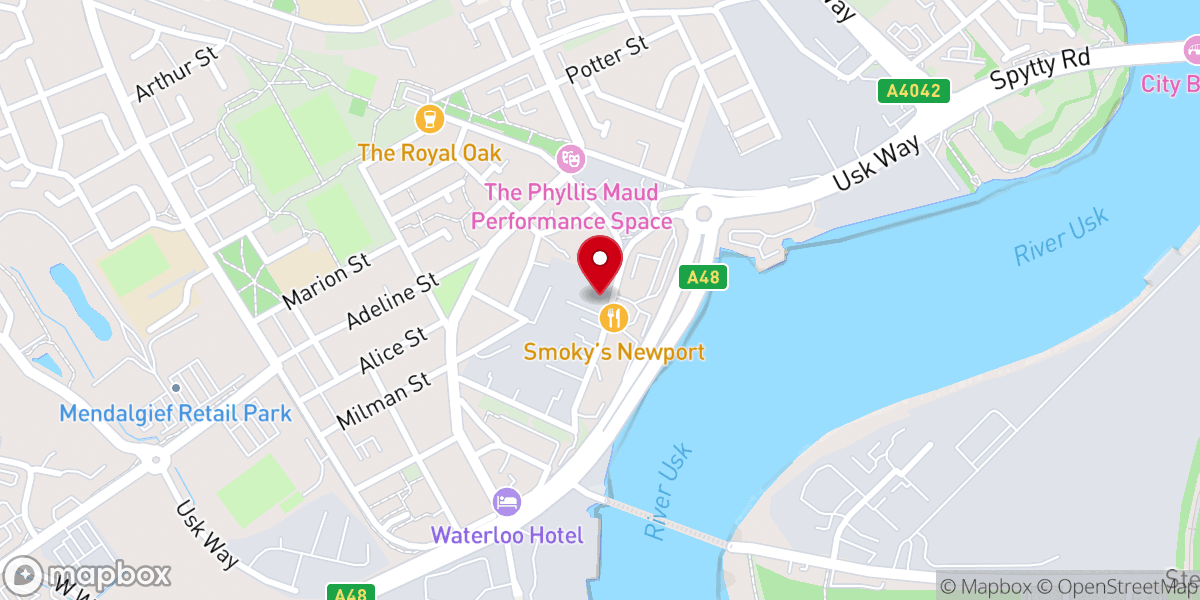 Map showing location of The Warehouse Church