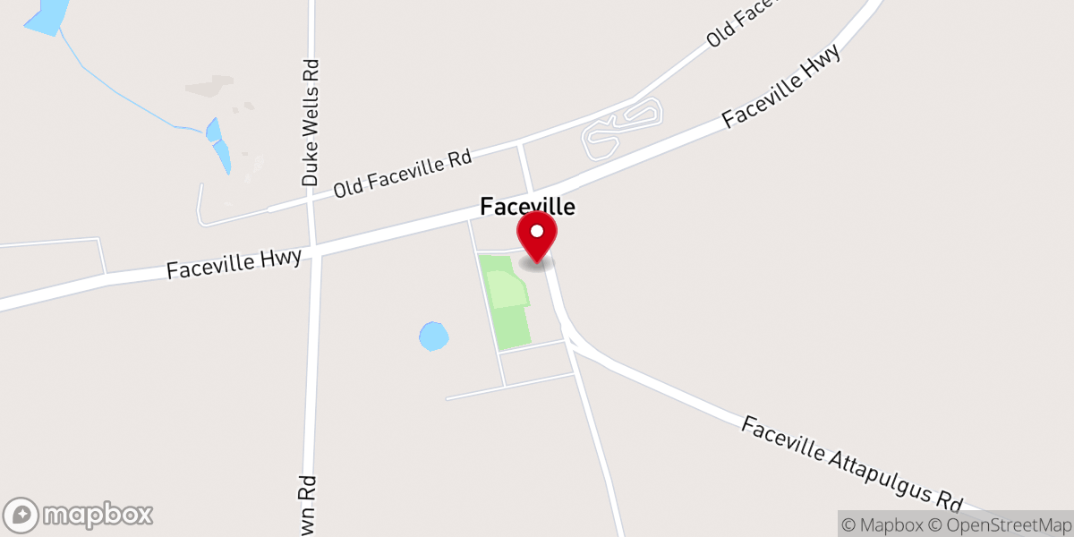 Map showing location of Faceville Baptist Church