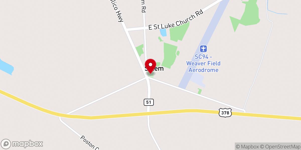 Map showing location of Salem Methodist Church