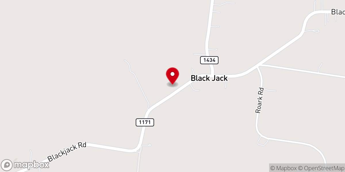 Map showing location of Blackjack Baptist Church