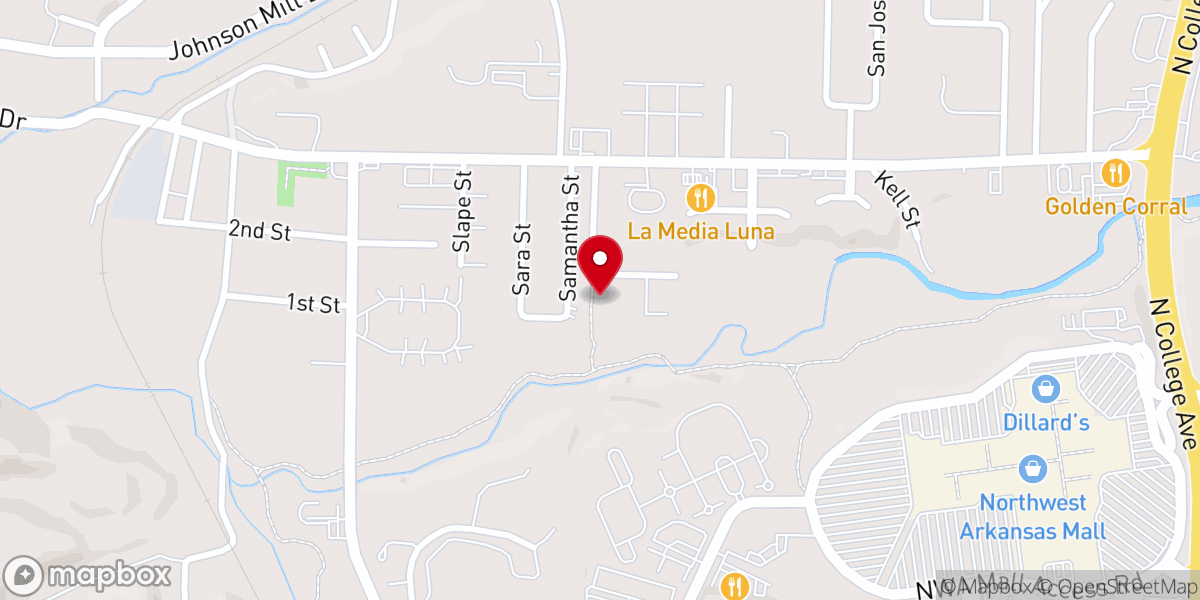 Map showing location of Antioch Community Church of Northwest Arkansas