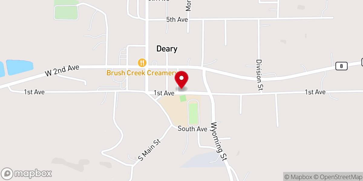 Map showing location of Deary Adventist Church