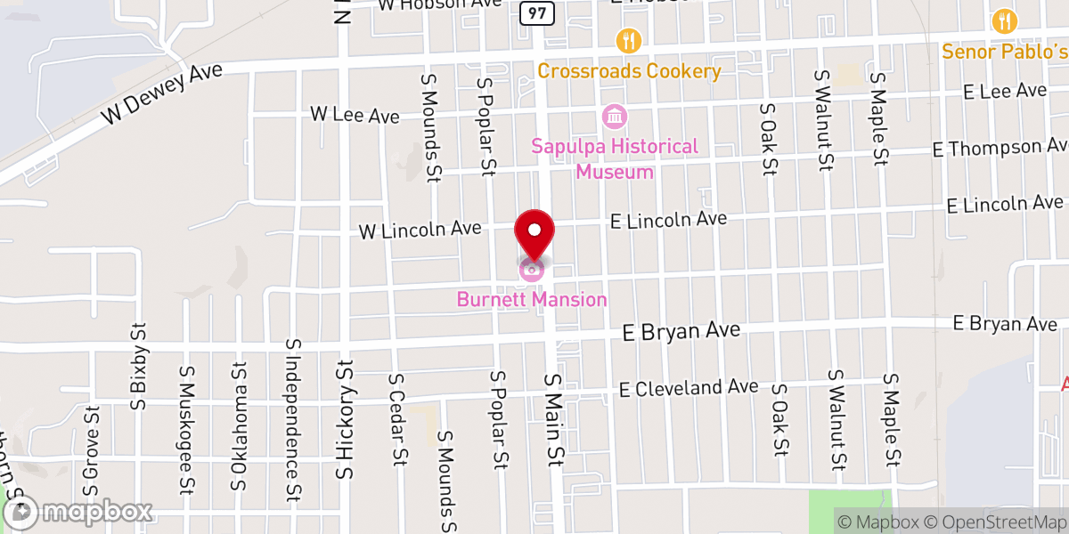 Map showing location of The Burnett Mansion