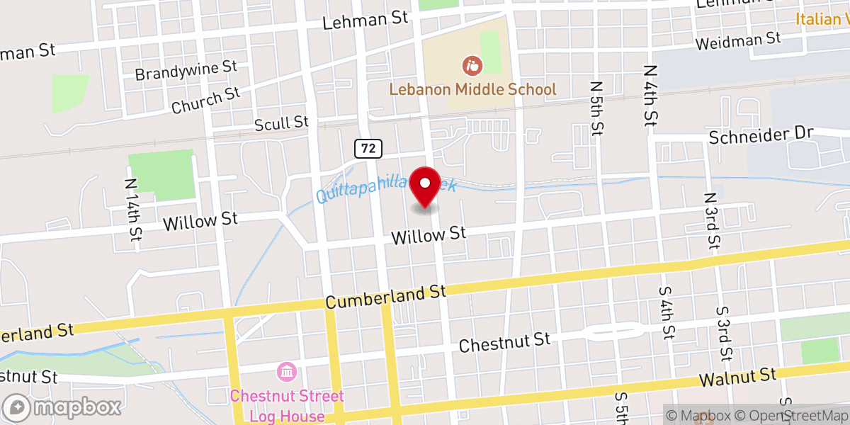 Map showing location of Salem Lutheran Church