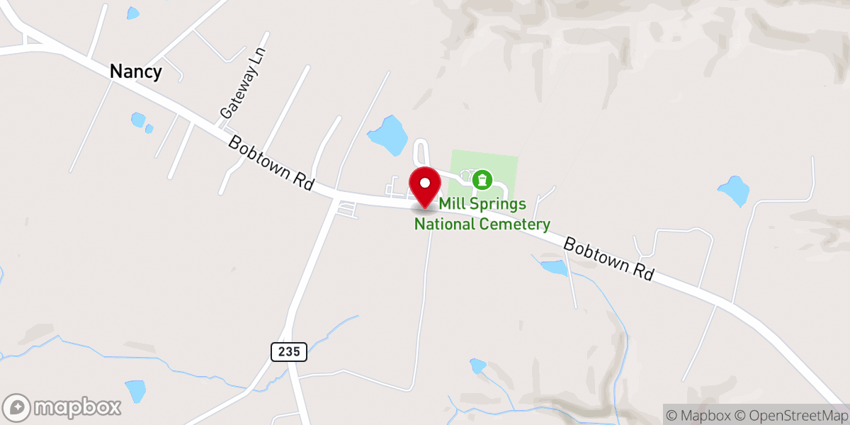 Map showing location of Mill Springs Fellowship Church