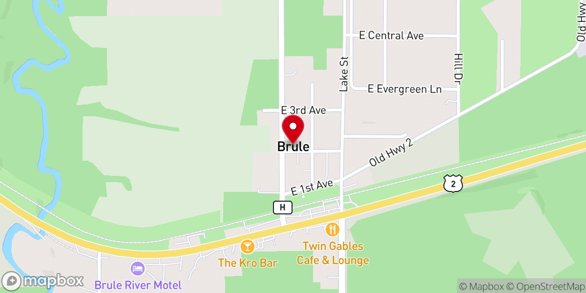 Map showing location of Brule