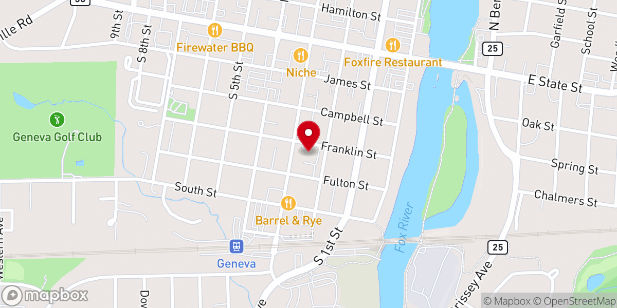 Map showing location of Geneva Lutheran Church