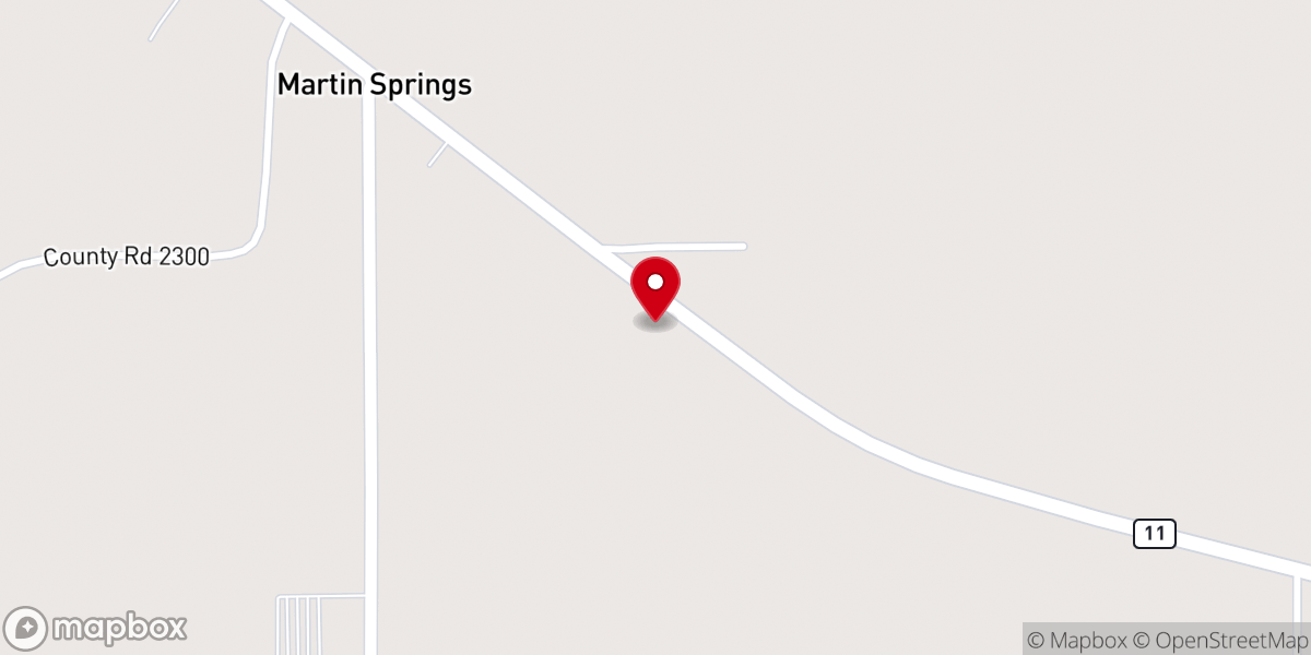 Map showing location of Martin Springs Baptist Church