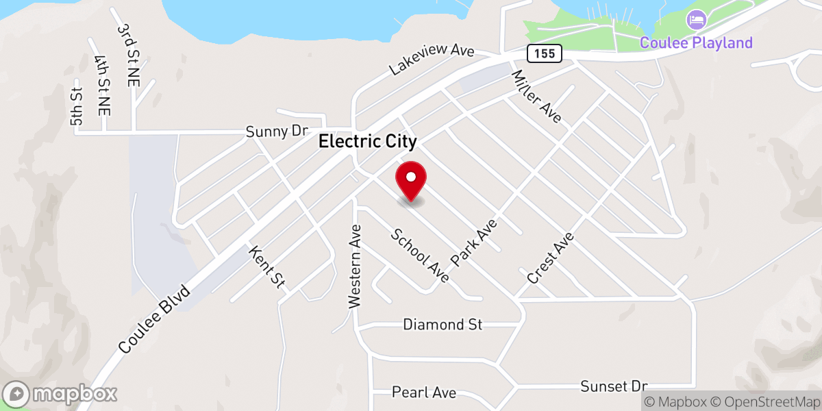 Map showing location of Electric City
