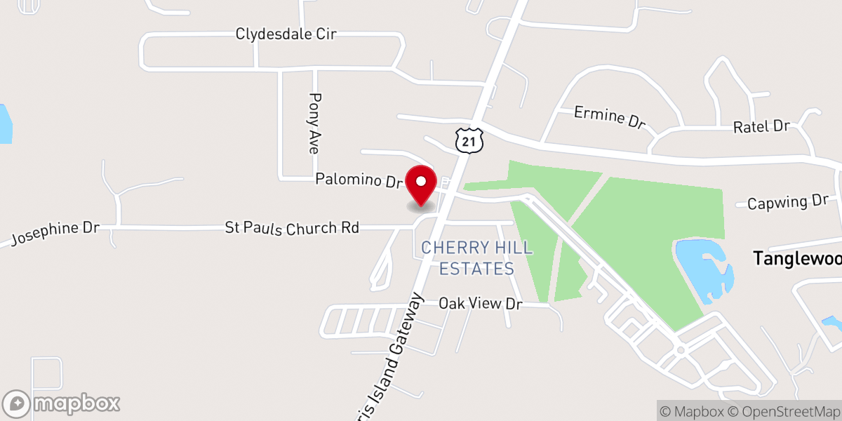 Map showing location of St. Paul Baptist Church