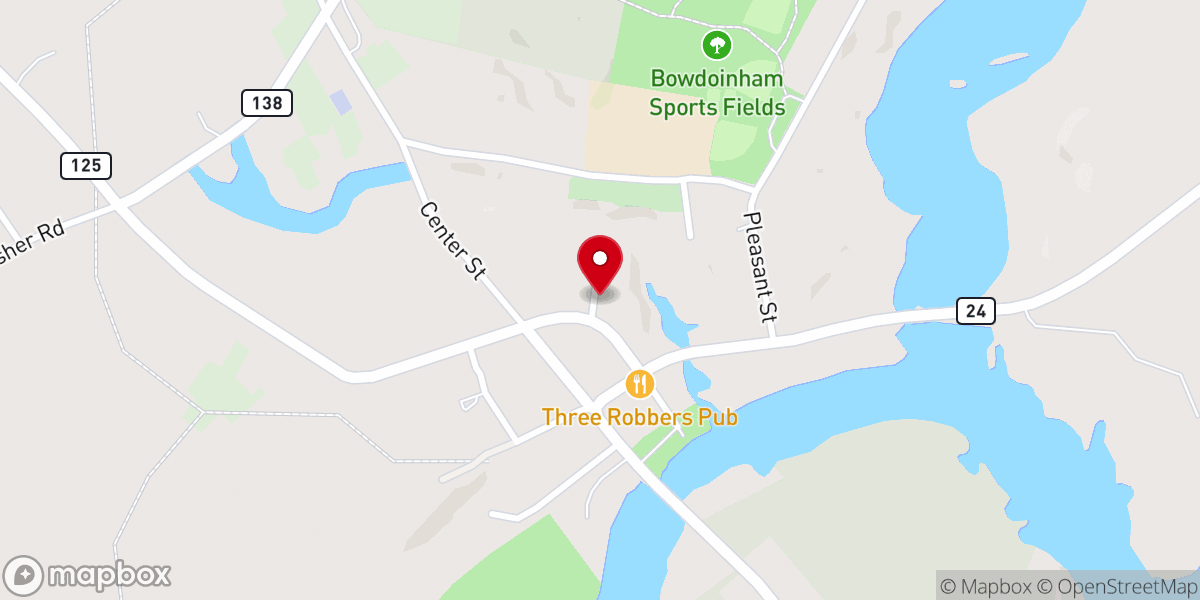 Map showing location of Bowdoinham Second Baptist Church