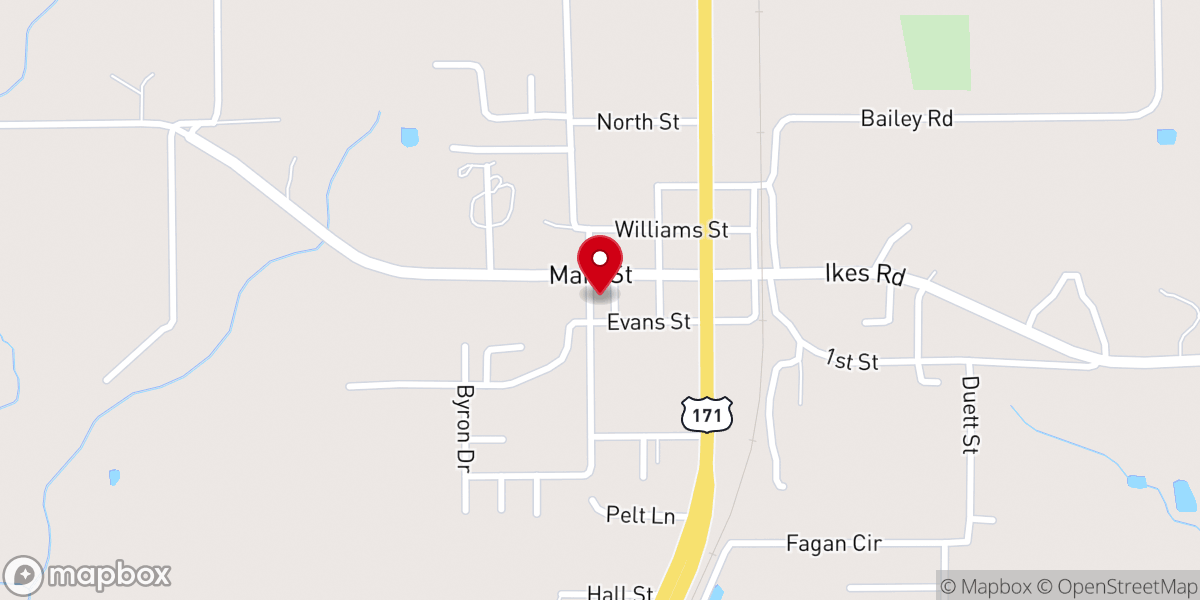 Map showing location of First Baptist Church of Rosepine
