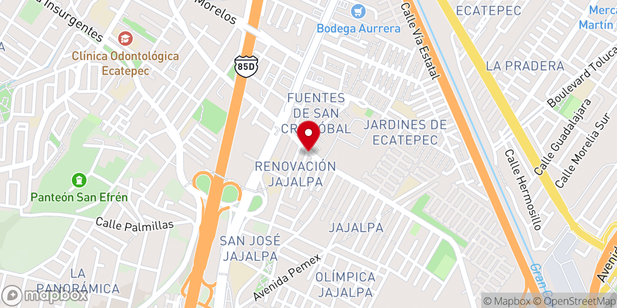 Map showing location of PRIMERA IGLESIA BAUTISTA DE ECATEPEC