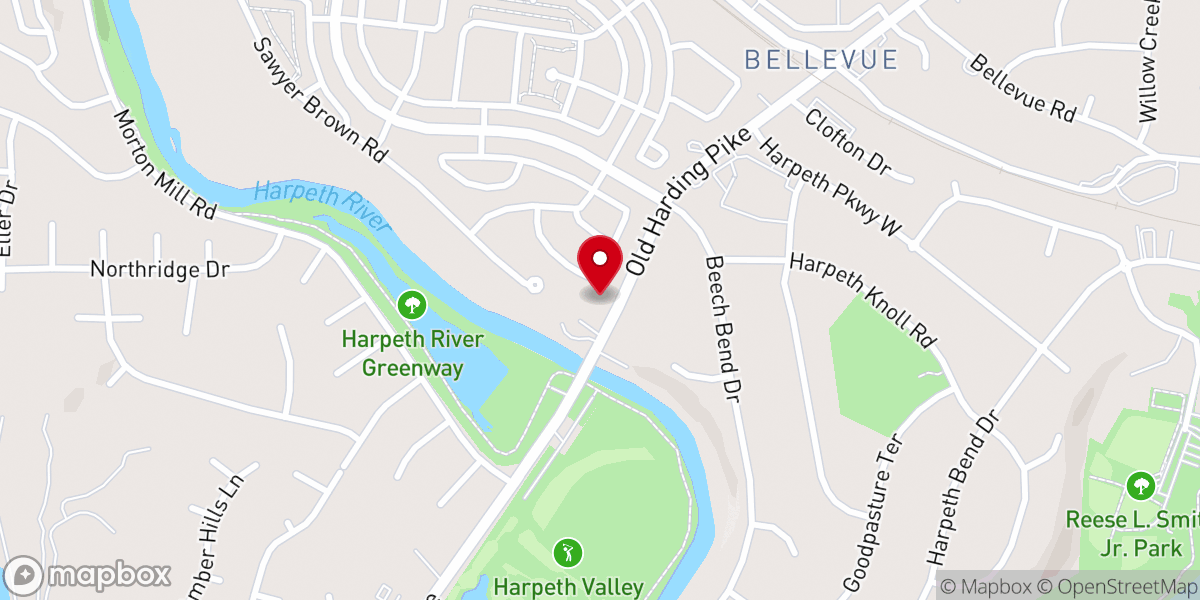 Map showing location of Bellevue United Methodist Church