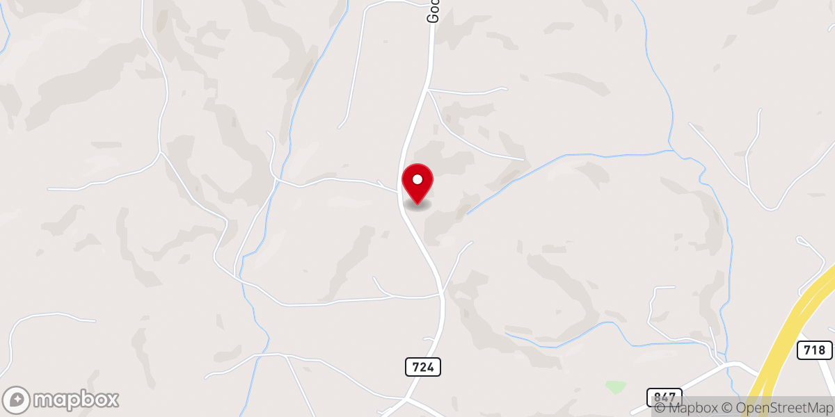 Map showing location of Piney Grove Church