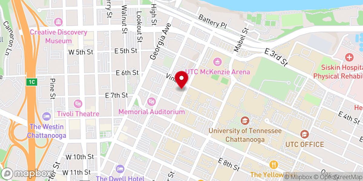 Map showing location of UTC Christian Student Center