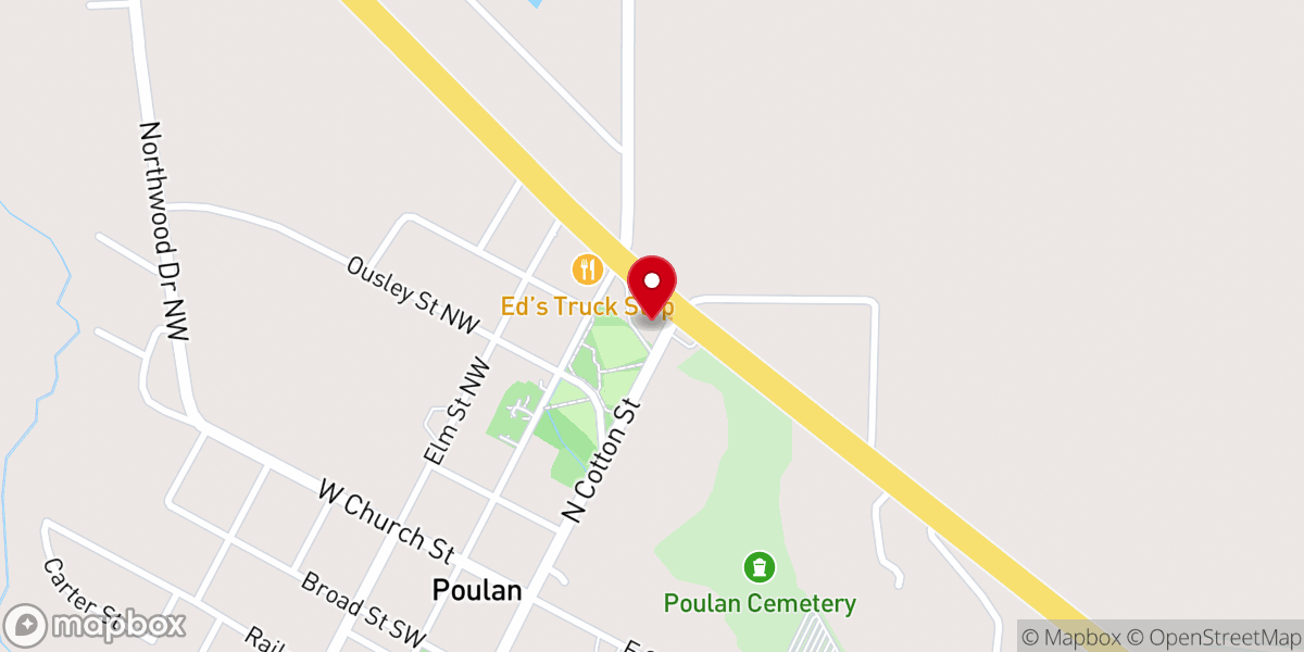 Map showing location of Poulan Church of God of Prophecy