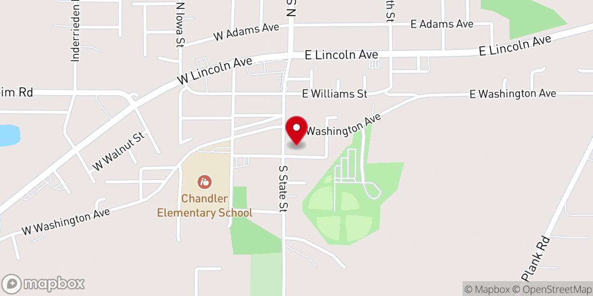 Map showing location of Chandler Cumberland Presbyterian Church