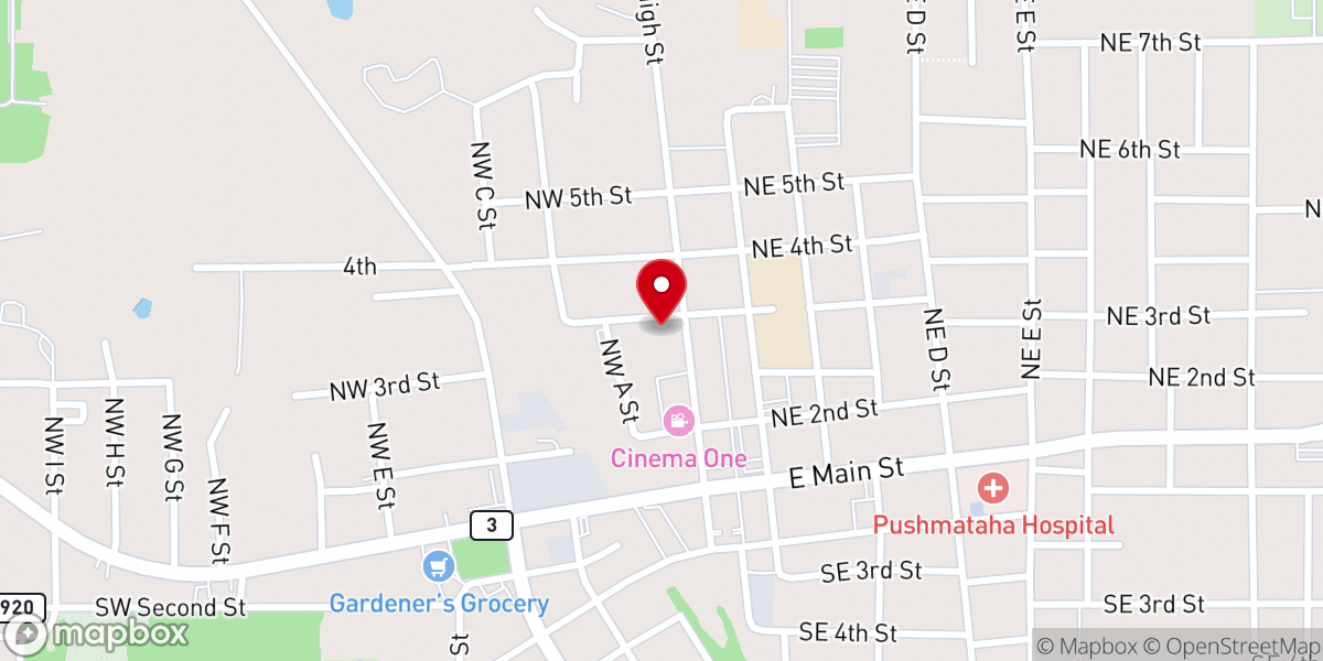 Map showing location of Antlers First United Methodist