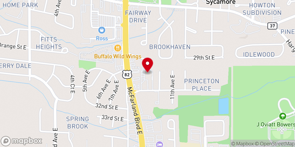 Map showing location of Ridgecrest Baptist Church
