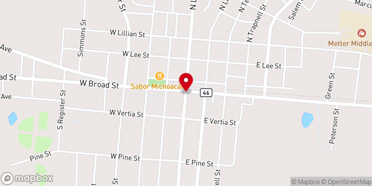Map showing location of Cedar Street Baptist Pastorium