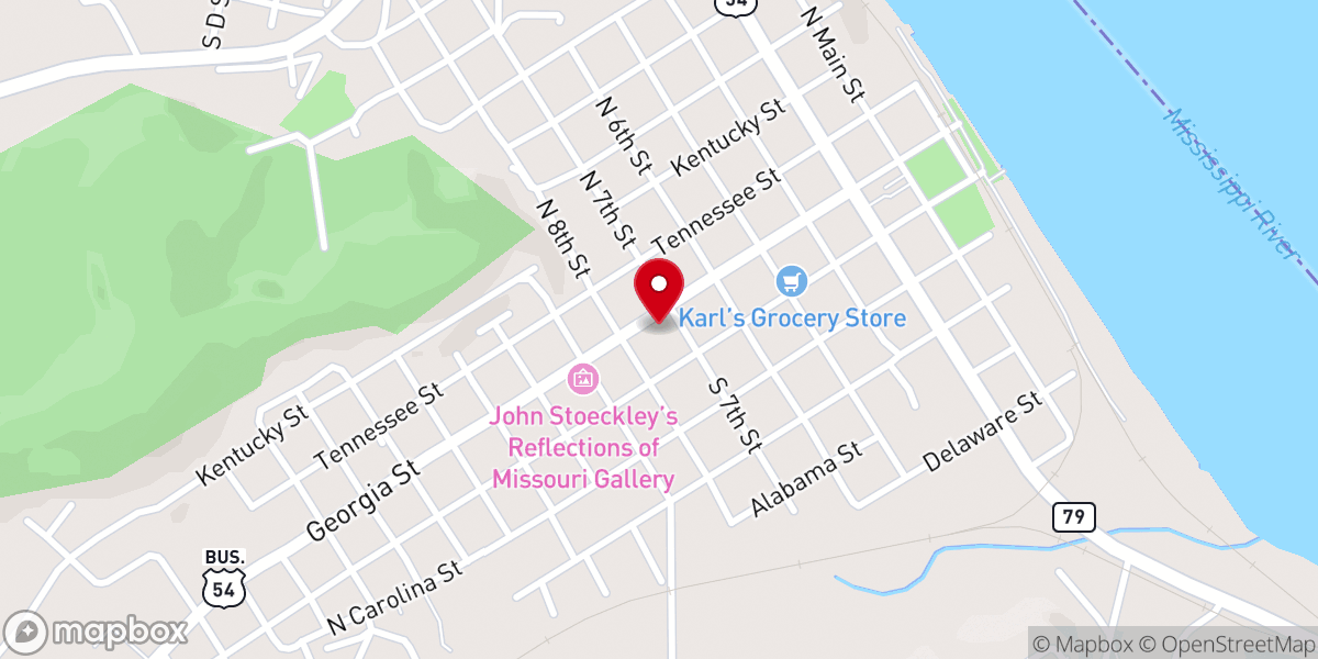 Map showing location of Calvary Episcopal Church, Louisiana, Mo.