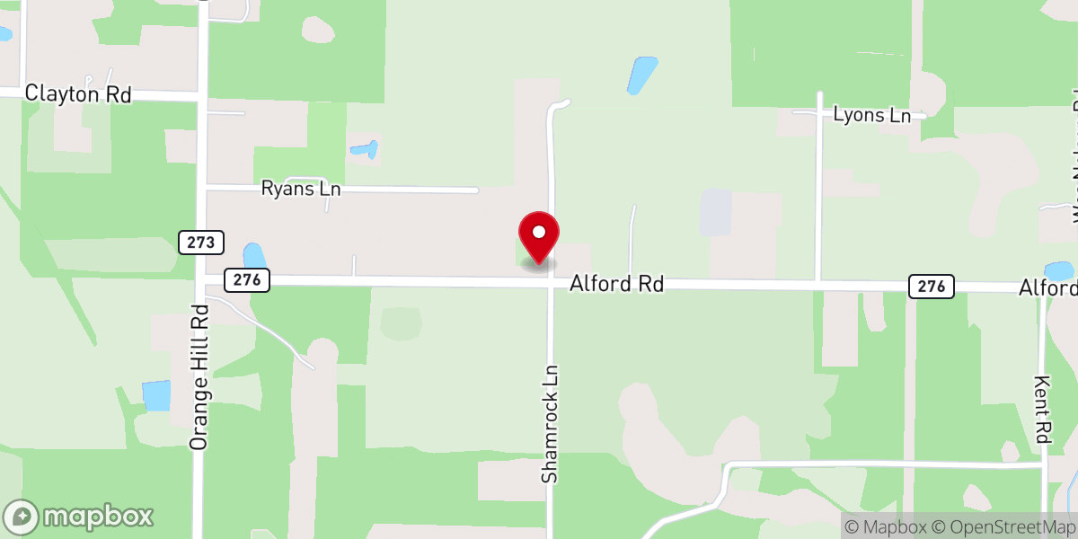 Map showing location of New Orange Baptist Church