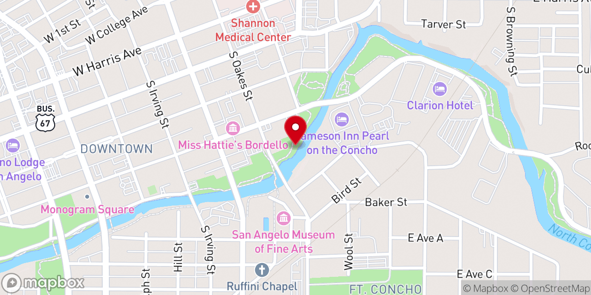 Map showing location of Lady in Blue Sculpture