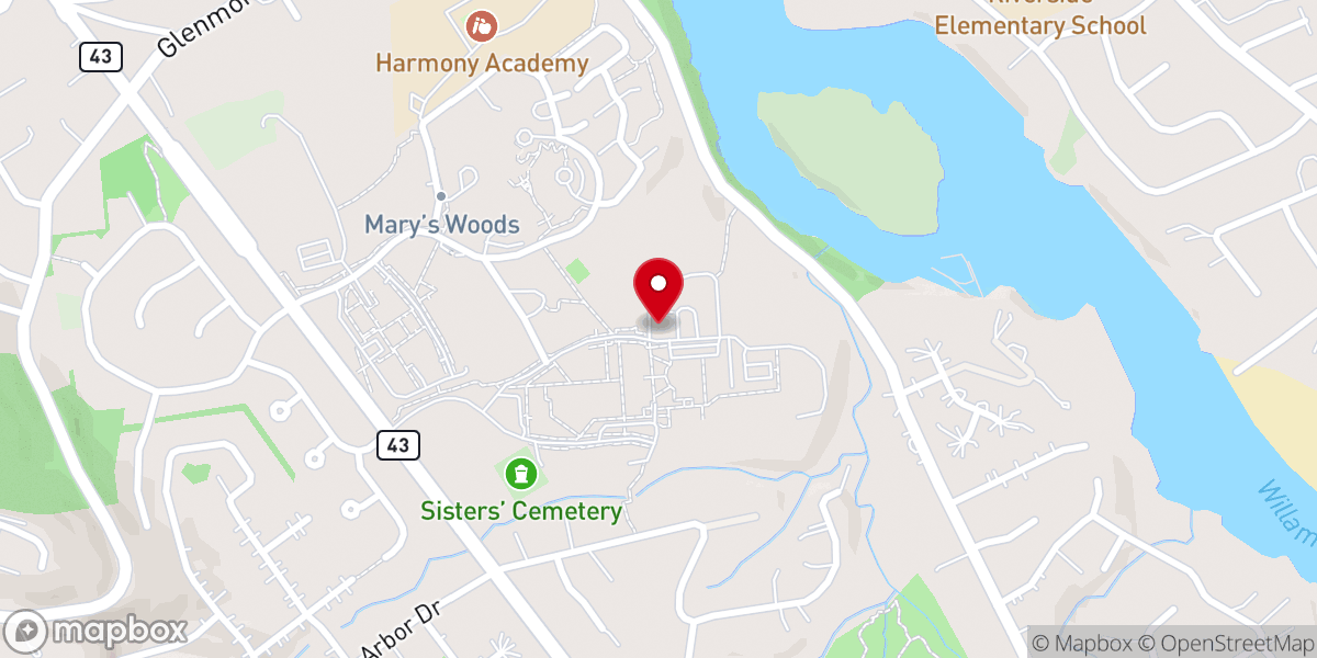 Map showing location of Franciscan Spiritual Center