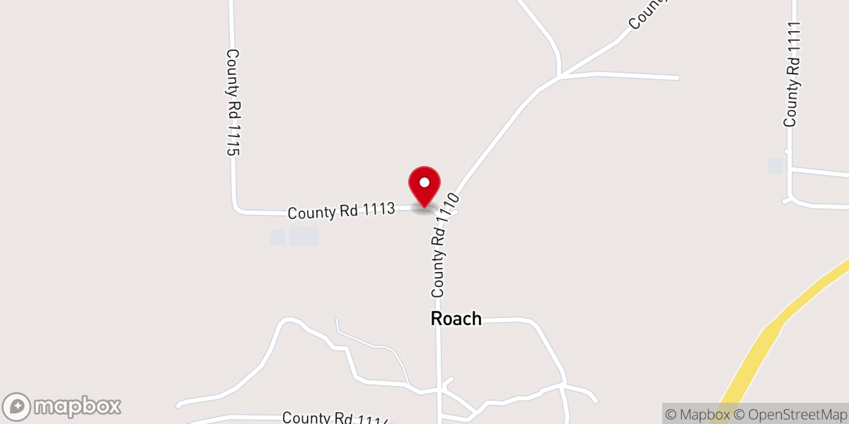 Map showing location of Roach Church of God & Christ
