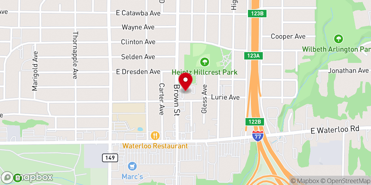 Map showing location of Brown Street Church of Christ