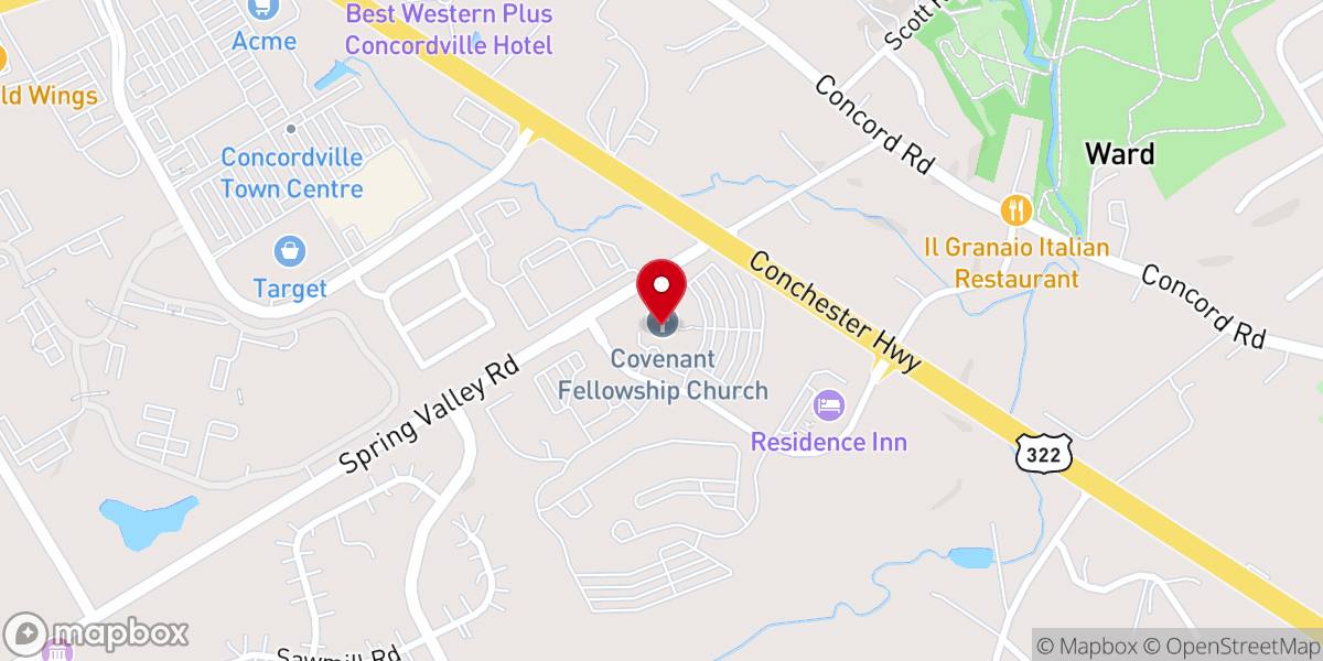 Map showing location of Covenant Fellowship Church