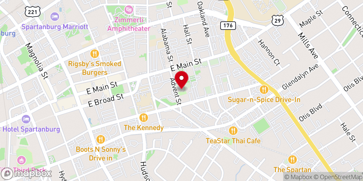 Map showing location of Episcopal Church of the Advent