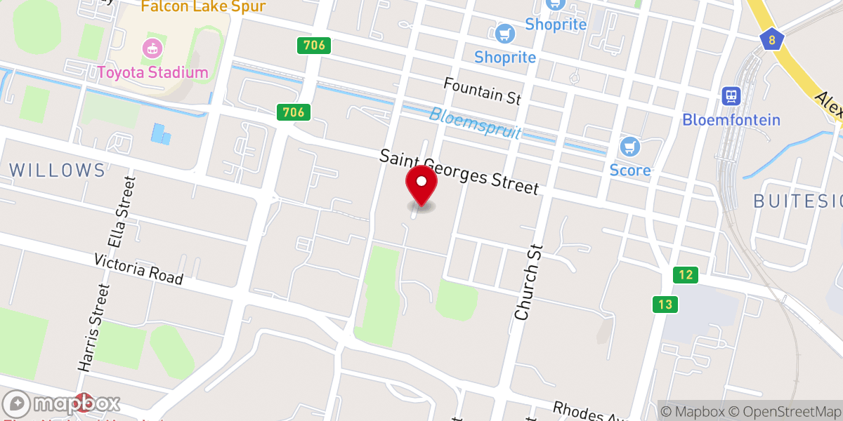 Map showing location of Sacred Heart Cathedral